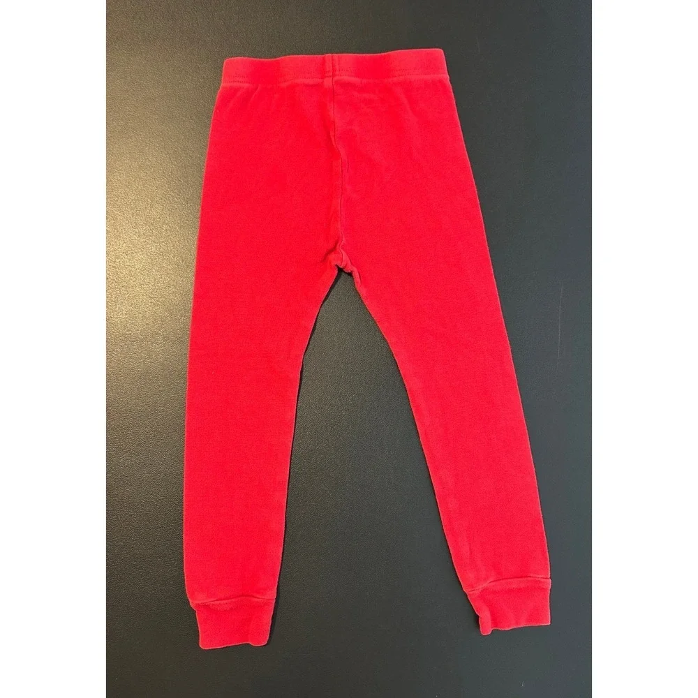 Old Navy Toddler Pajama Pants Red Snug Fit Leggings 4T Solid Red Cuffs 1503